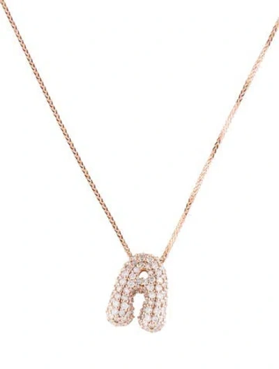 Pre-owned Carbon & Hyde 14k 1.14ctw Diamond Mini Bubble Letter 'a' Pendant Necklace, 16", 16" In Multi