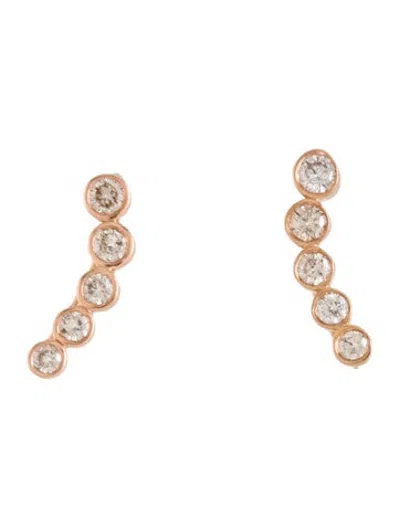 Pre-owned Carbon & Hyde 14k Diamond Ear Climbers In Metallic
