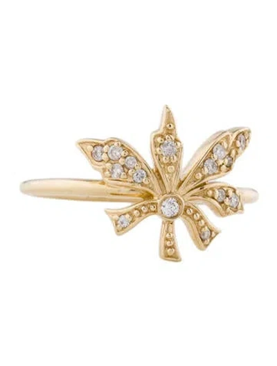 Pre-owned Carbon & Hyde 14k Diamond Leaf Ring In Multi