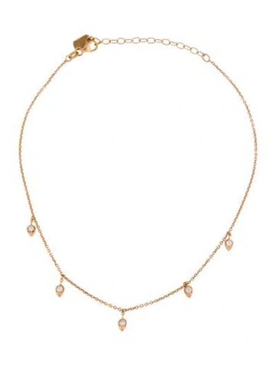 Pre-owned Carbon & Hyde 14k Diamond Lily Choker Necklace, 14", 14" In Multi