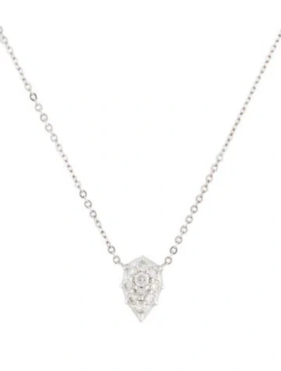 Pre-owned Carbon & Hyde 14k Diamond Shield Pendant Necklace, 16.5" In Multi