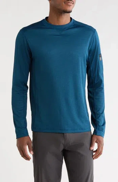Carbon + Craft Grid Jacquard Long Sleeve T-shirt In Teal