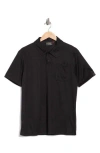 Carbon + Craft Grid Jacquard Polo In Black