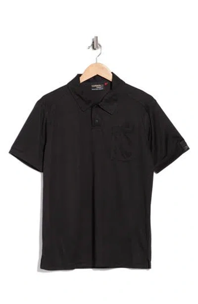 Carbon + Craft Grid Jacquard Polo In Black