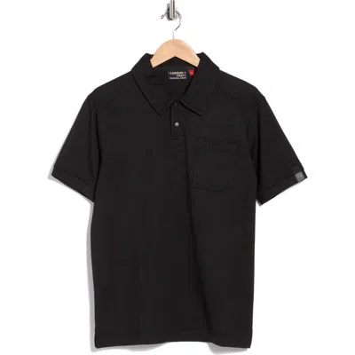 Carbon + Craft Grid Jacquard Polo In Black
