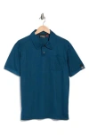 Carbon + Craft Grid Jacquard Polo In Blue