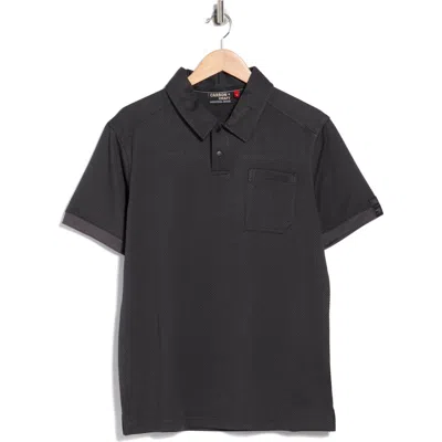 Carbon + Craft Grid Jacquard Polo In Gray