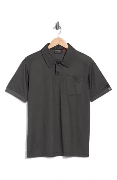 Carbon + Craft Grid Jacquard Polo In Gray