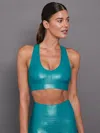 Carbon38 Action Bra 2.0 In Crocodile Takara Shine - Velvet Green
