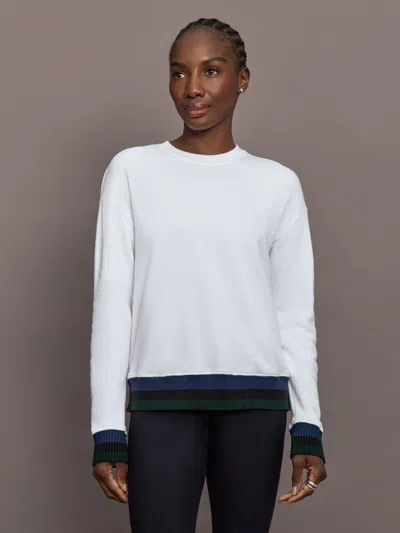 Carbon38 Banded Sweatshirt In French Terry In White