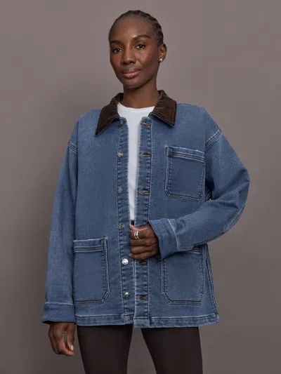 Carbon38 Barn Jacket In Knit Denim In Blue