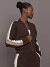 Carbon38 Bomber With Contrast Stripe In Scuba In Brown