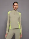 Carbon38 Colorblock Half Zip Top In Melt In Silversage,acid Lime