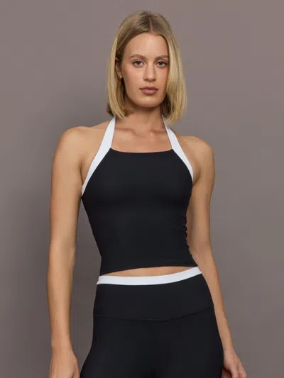 Carbon38 Colorblock Halter Tank In Melt In Black