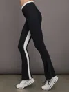Carbon38 Colorblock Split Bootcut Legging In Melt In Black,cloud Dancer