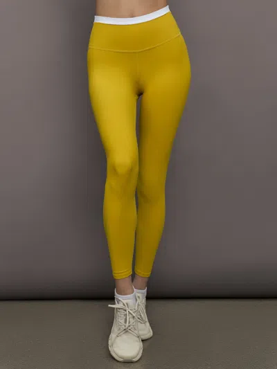Carbon38 Contrast Waistband Legging In Melt In Yellow