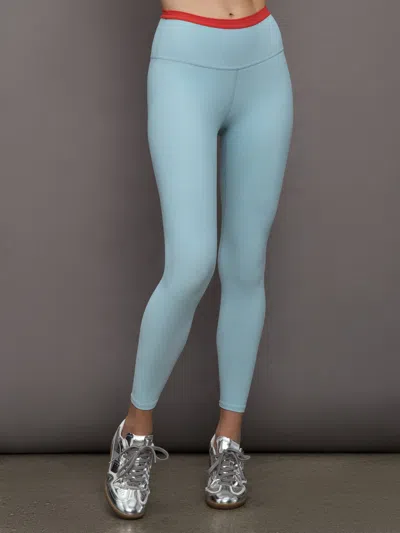 Carbon38 Contrast Waistband Legging In Melt In Sky Blue,bittersweet
