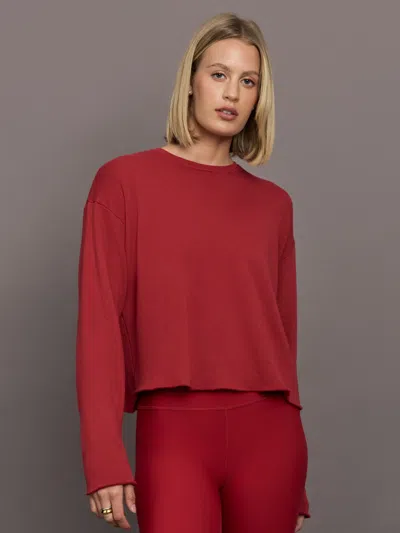 Carbon38 Crew Neck Sweatshirt In French Terry In Red