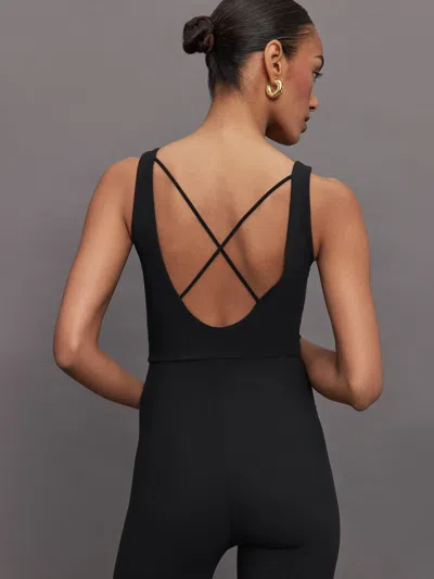 Carbon38 Cross Back Jumpsuit In Melt In Black