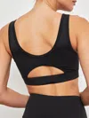 Carbon38 Cut Out Scoop Bra In Diamond Compression In Black