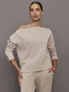 Carbon38 Drapey Knit Sweatshirt In Interlock In Taupe Heather