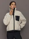 Carbon38 Faux Leather Sherpa Jacket In Neutral