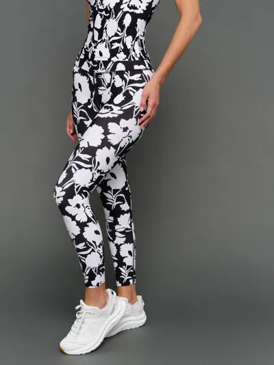 Carbon38 Floral Print Legging In Melt In Black