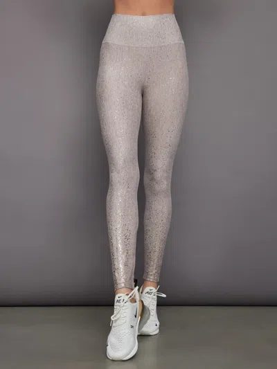 Carbon38 Foil Legging In Melt In Oatmeal Heather With Rose Gold Foil