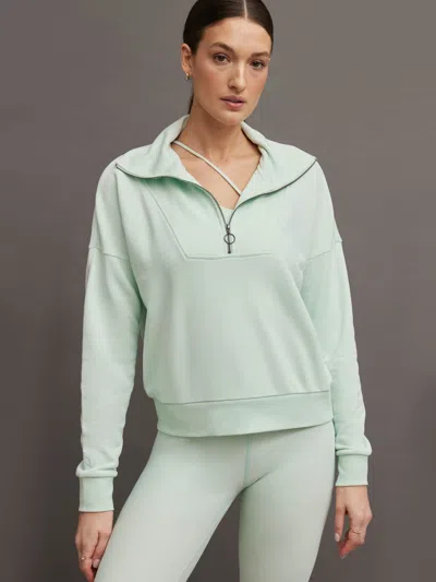 Carbon38 French Terry Half Zip In Clearly Aqua