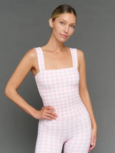 Carbon38 Gingham Square Neck Tank In Melt In Neutral