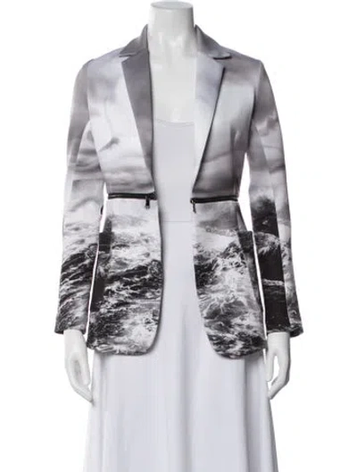 Pre-owned Carbon38 Graphic Print Coat In Grey