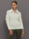 Carbon38 Half Zip Boucle Pullover In Off White