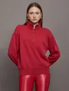 Carbon38 Half Zip Fleece Top In Crimson Red