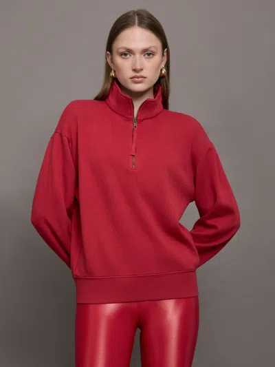 Carbon38 Half Zip Fleece Top In Crimson Red