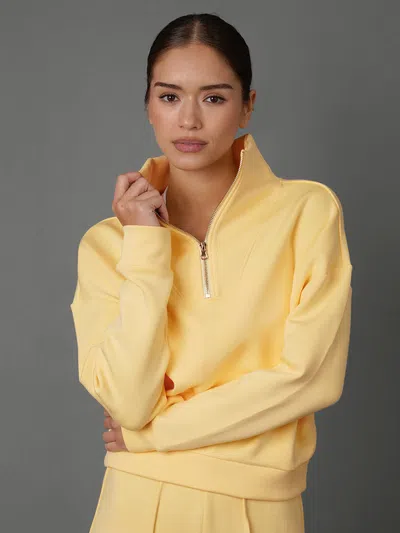 Carbon38 Half Zip Pullover In Interlock In Yellow