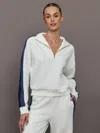 Carbon38 Half Zip With Contrast Stripe In Scuba In White