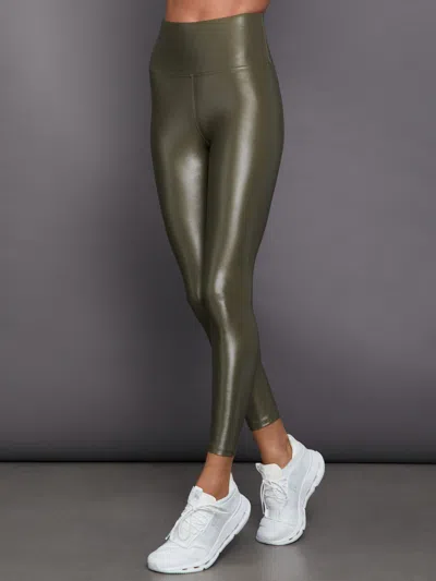 Carbon38 High Rise 7/8 Legging In Takara Shine In Core Olive