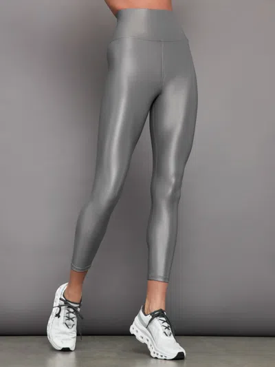 Carbon38 High Rise 7/8 Legging In Takara Shine In Steel Grey