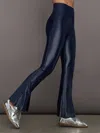 Carbon38 High Rise Flare Legging In Takara Shine In Navy Blazer