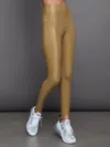 Carbon38 High Rise Full-length Legging In Takara Shine In Antique Bronze