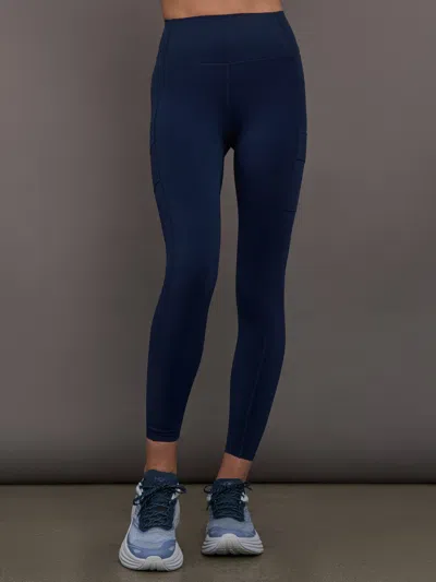 Carbon38 High Rise Pocket Legging In Diamond Compression In Blue