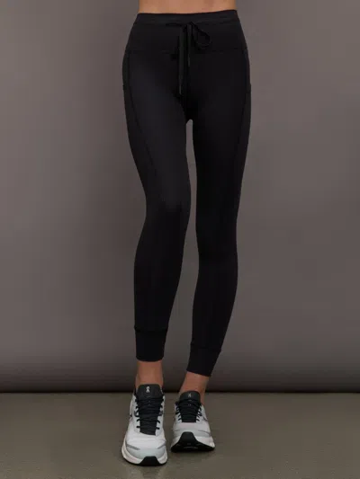 Carbon38 High Rise Pocket Legging In Ribbed Melt In Black