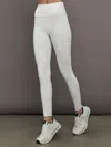 Carbon38 High Rise Sport Pocket Legging In Diamond Compression In Cloud Dancer