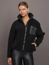 Carbon38 High Shine Sherpa Jacket In Black