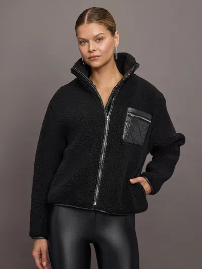 Carbon38 High Shine Sherpa Jacket In Black