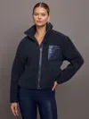 Carbon38 High Shine Sherpa Jacket In Navy