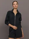 Carbon38 Interlock Full Zip Jacket In Black