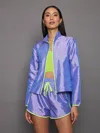 Carbon38 Iridescent Nylon Jacket In Sweet Lavender,acid Lime
