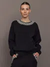 Carbon38 Jewel Embellished Sweatshirt In Scuba In Multi
