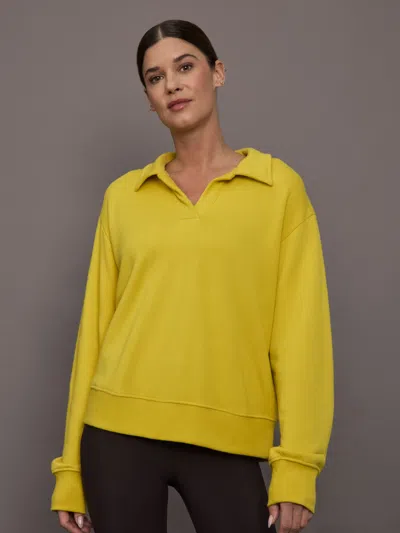 Carbon38 Johnny Collar Sweatshirt In French Terry In Yellow